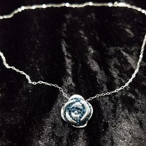 Blue Crystal Rose with Sterling Silver